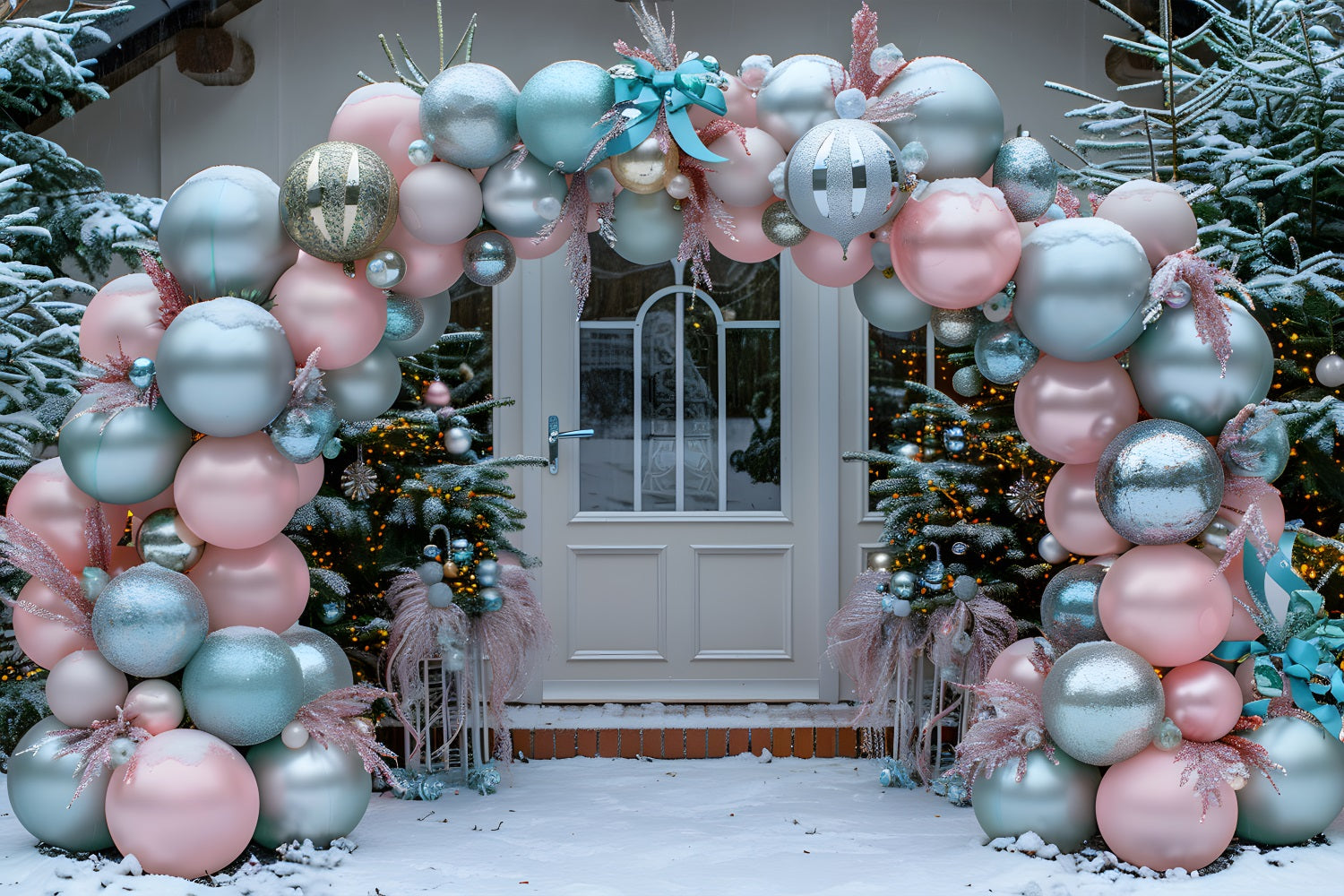 Toile de fond de Noël Élégante Arche de Ballons RR7-575
