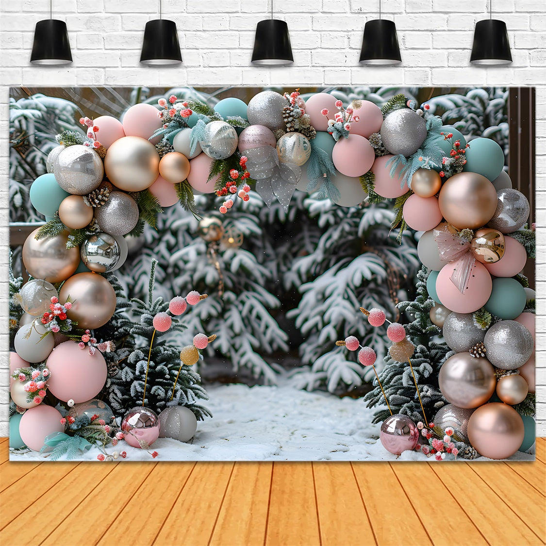 Toile de fond de Noël Festive Arche de Ballons RR7-576