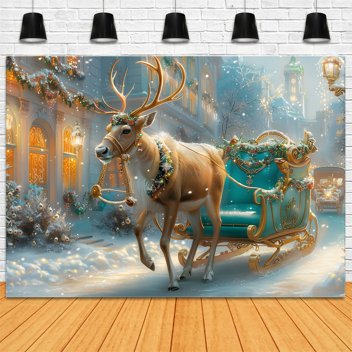 Toile de fond de Noël Balade Enchantée en Traîneau RR7-577