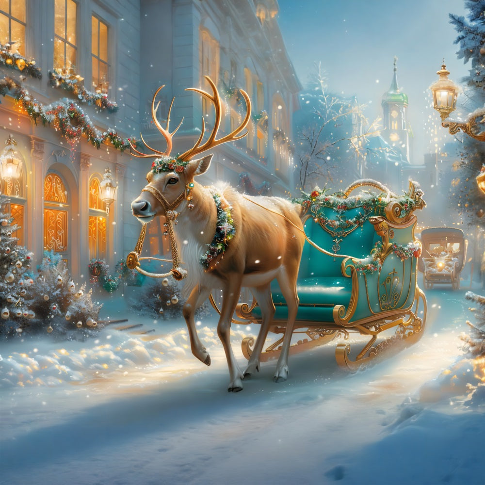 Toile de fond de Noël Balade Enchantée en Traîneau RR7-577