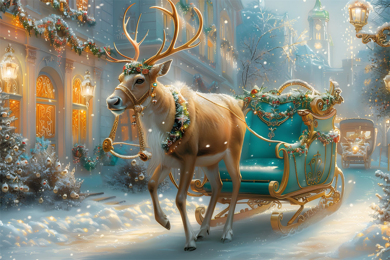 Toile de fond de Noël Balade Enchantée en Traîneau RR7-577