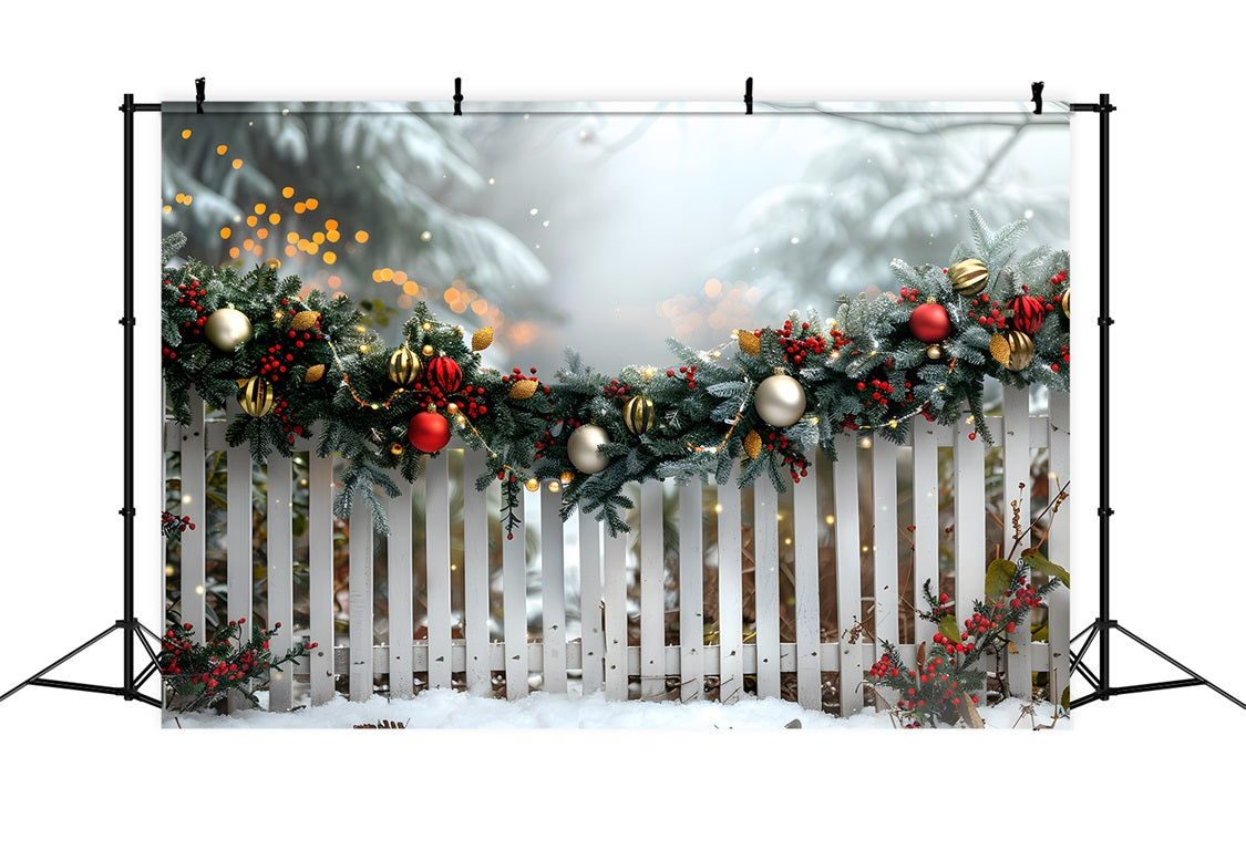Toile de fond de Noël Clôture Festive avec Guirlande RR7-579