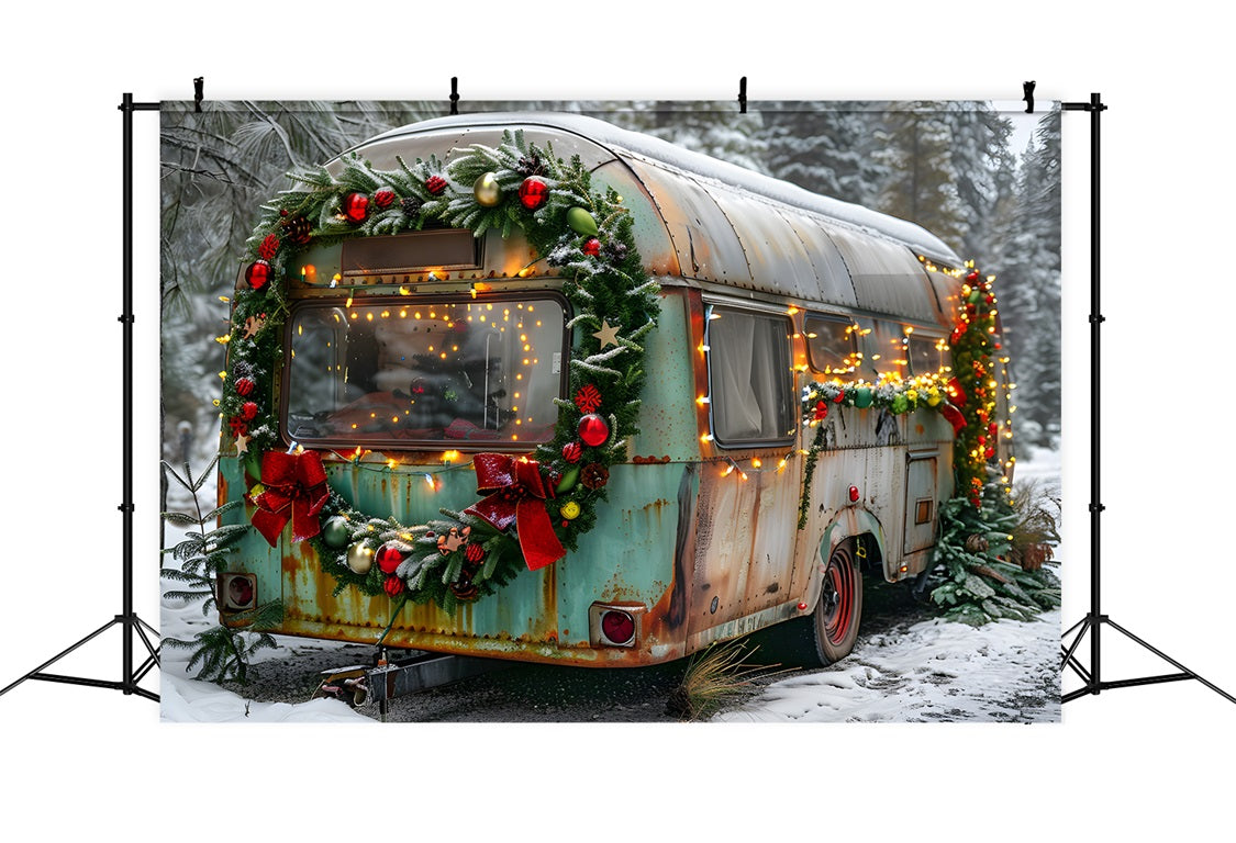 Toile de fond de Noël Remorque de Vacances Vintage RR7-583