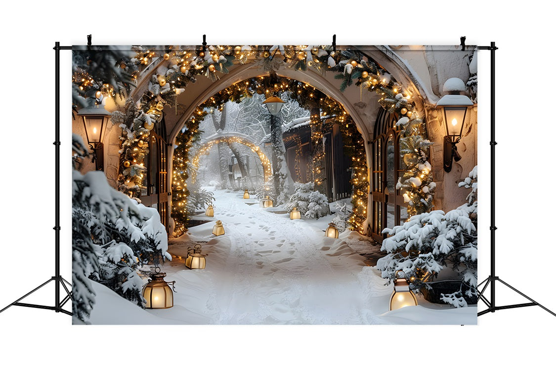 Toile de fond de Noël Chemin Magique avec Lanternes RR7-586