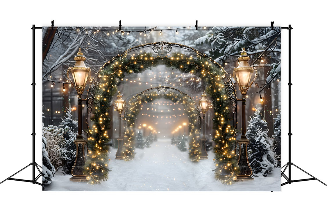 Toile de fond de Noël Chemin d'Arche Scintillante RR7-589