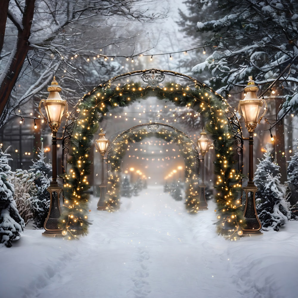 Toile de fond de Noël Chemin d'Arche Scintillante RR7-589