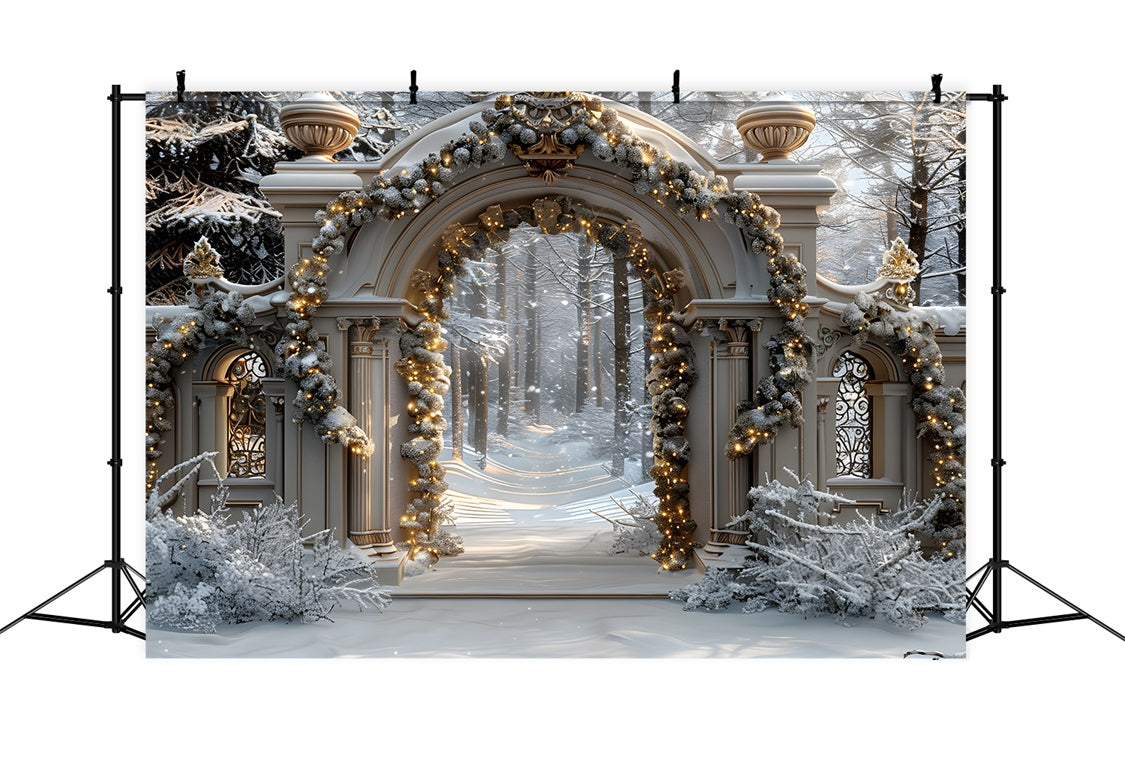 Toile de fond de Noël Arche Enneigée Merveilleuse RR7-592