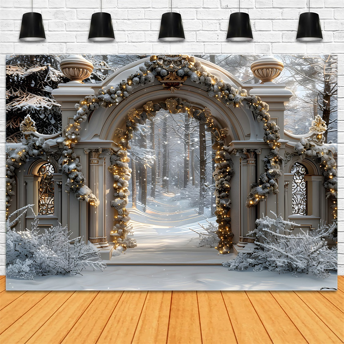Toile de fond de Noël Arche Enneigée Merveilleuse RR7-592