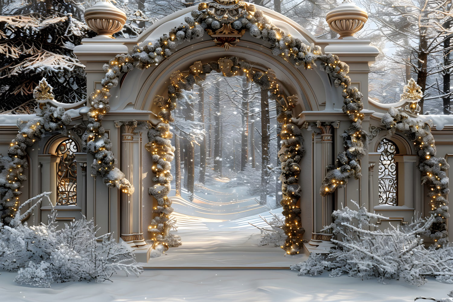 Toile de fond de Noël Arche Enneigée Merveilleuse RR7-592