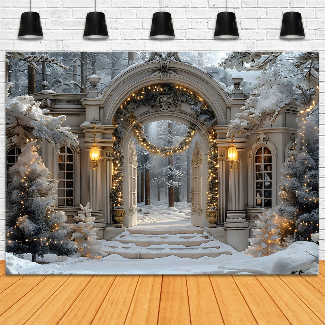 Toile de fond de Noël Arche Hivernale Merveilleuse RR7-593
