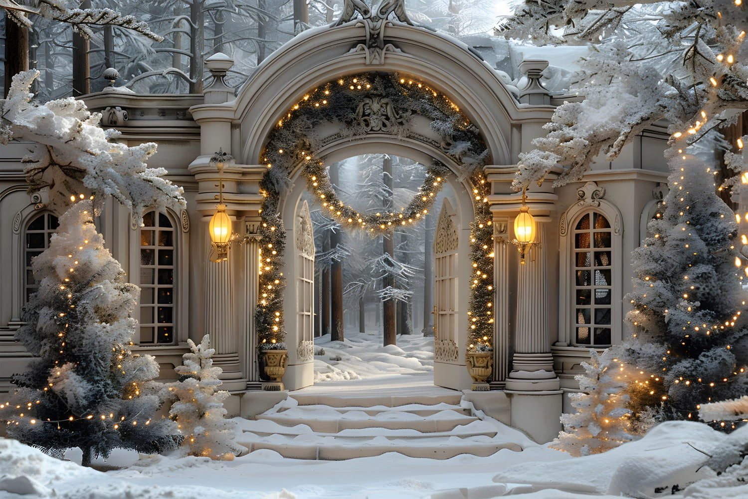 Toile de fond de Noël Arche Hivernale Merveilleuse RR7-593