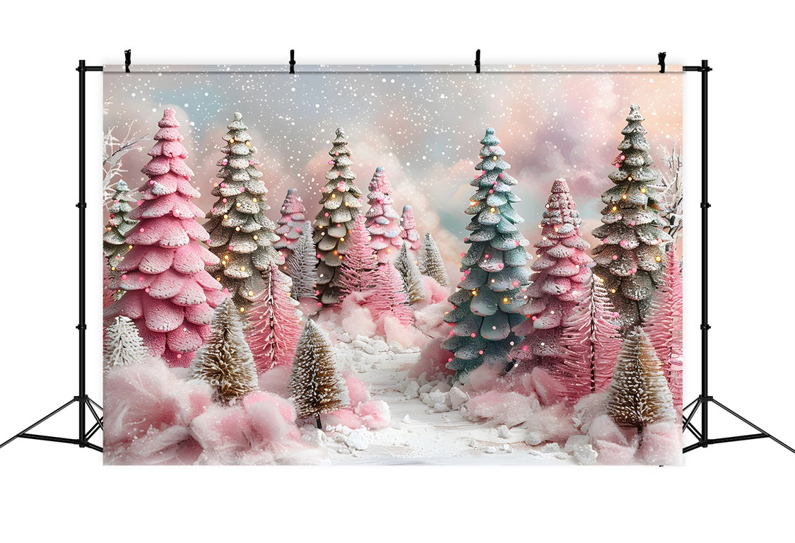 Toile de fond de Noël Forêt de Fantaisie Pastel RR7-599