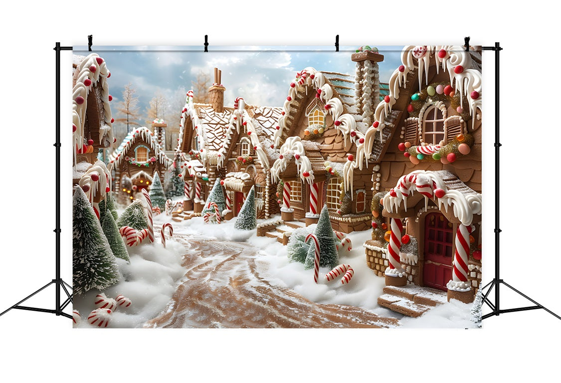 Toile de fond de Noël Allée en Bonbon Pain d’Épice RR7-608
