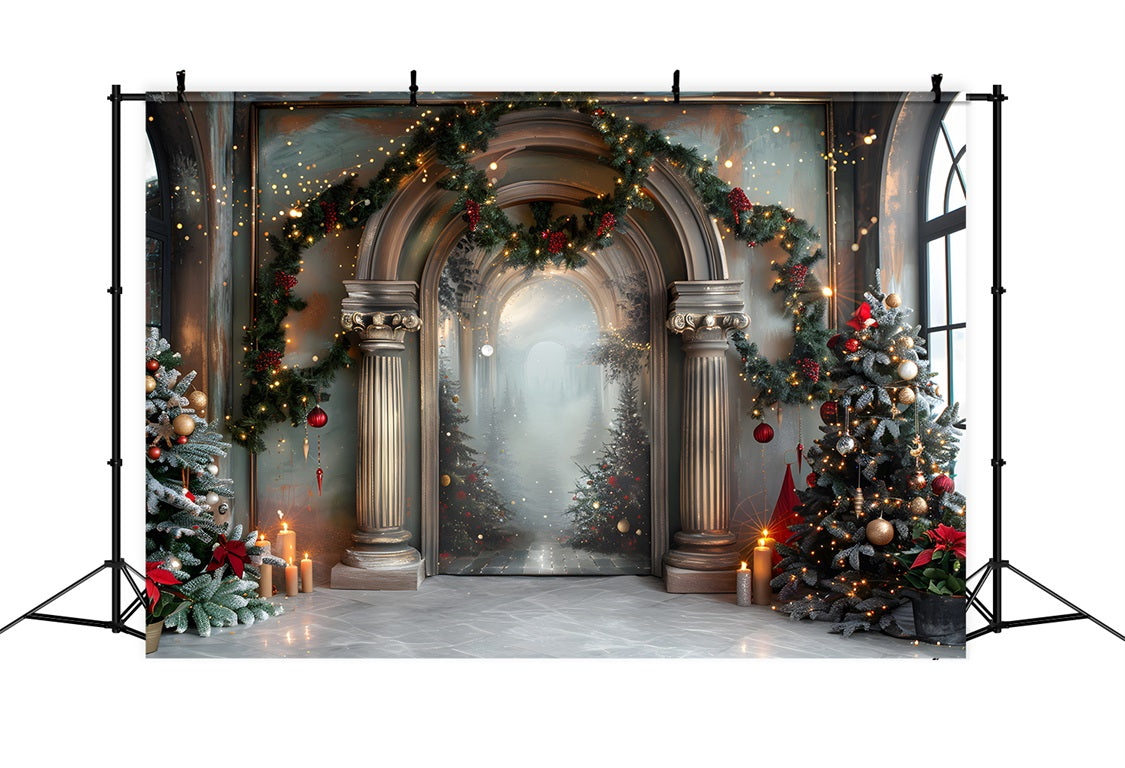 Toile de fond de Noël Entrée Élégante en Arche RR7-610