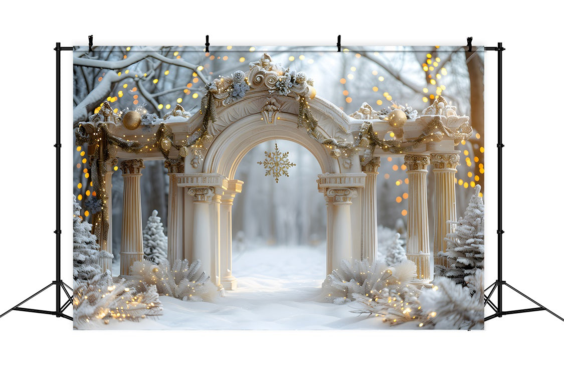 Toile de fond de Noël Arche Élégante avec Flocons RR7-614