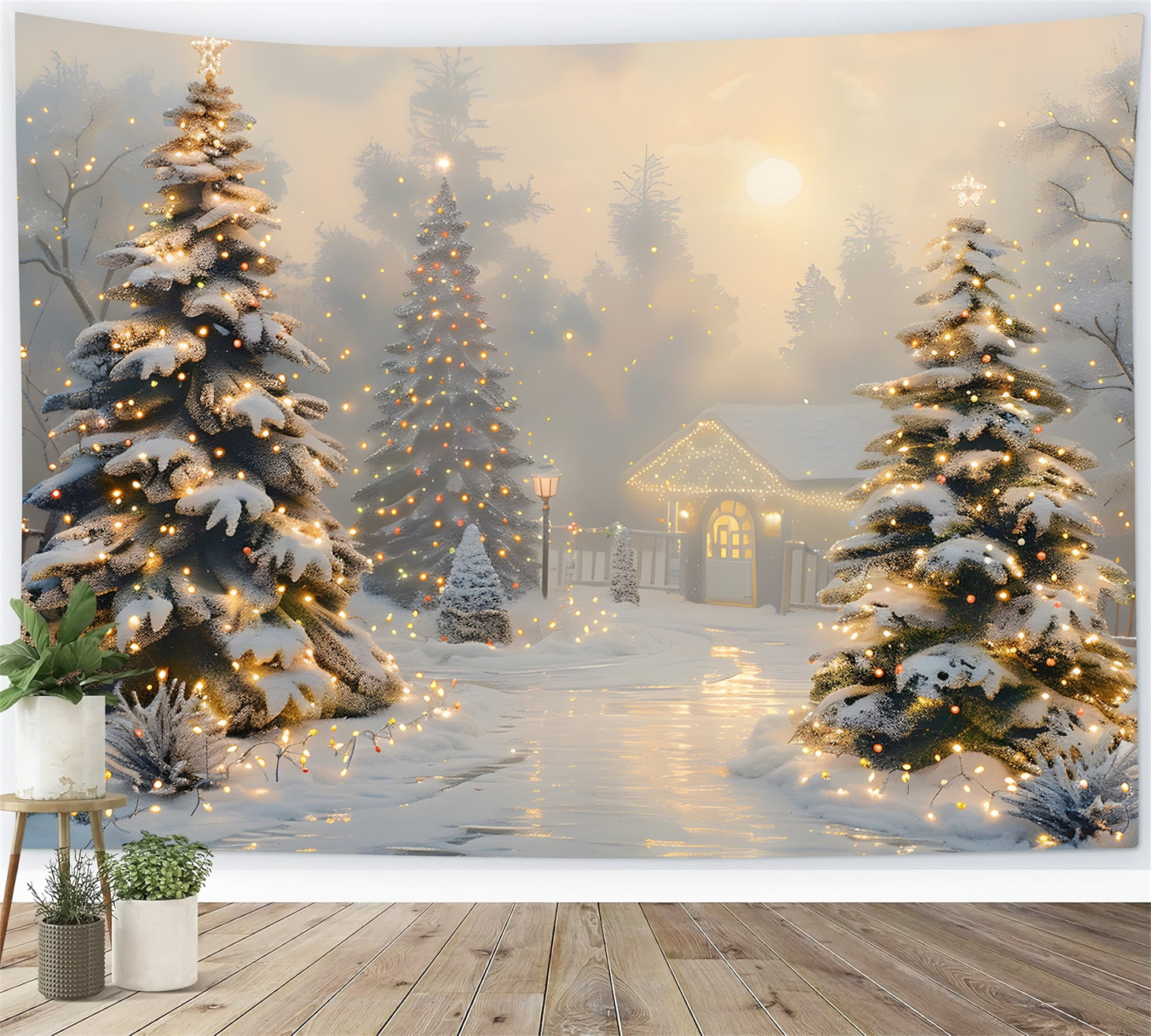 Toile de fond de Noël Chemin Hivernal Enchanté RR7-615