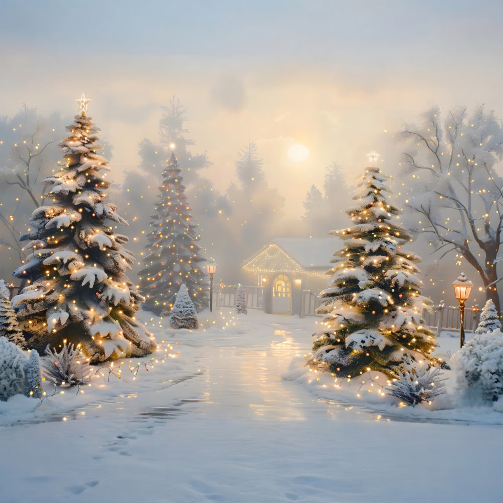 Toile de fond de Noël Chemin Hivernal Enchanté RR7-615