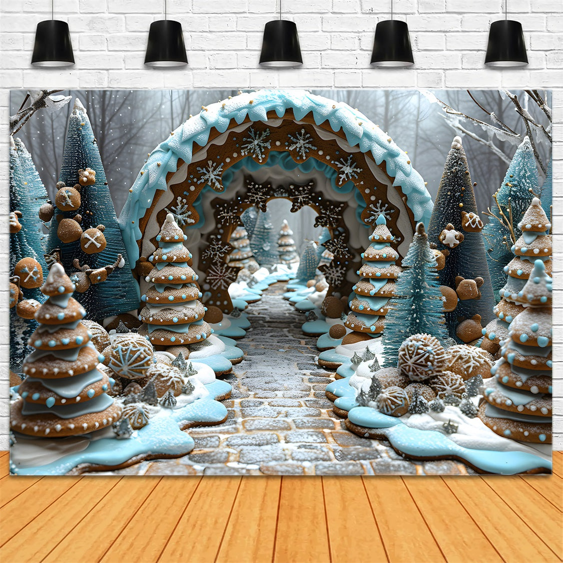 Toile de fond de Noël Arche Enchantée en Pain d’Épice RR7-618