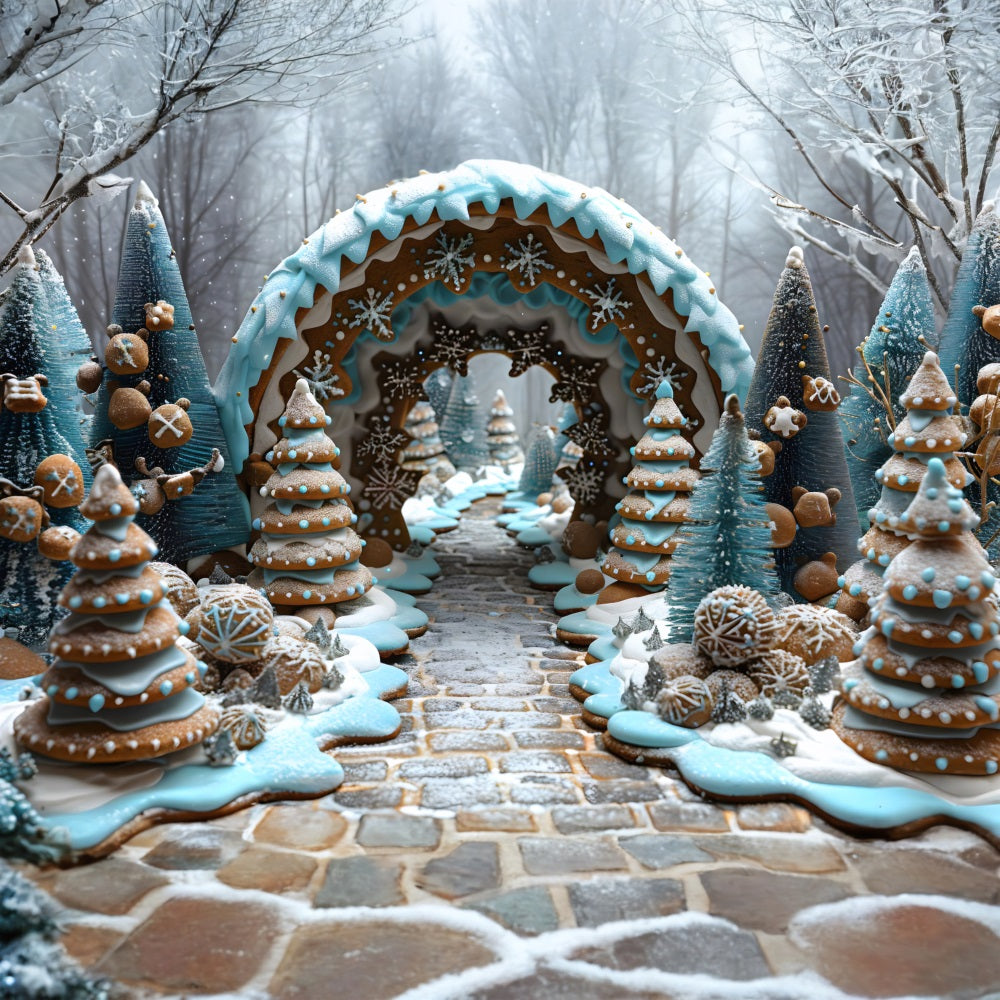 Toile de fond de Noël Arche Enchantée en Pain d’Épice RR7-618