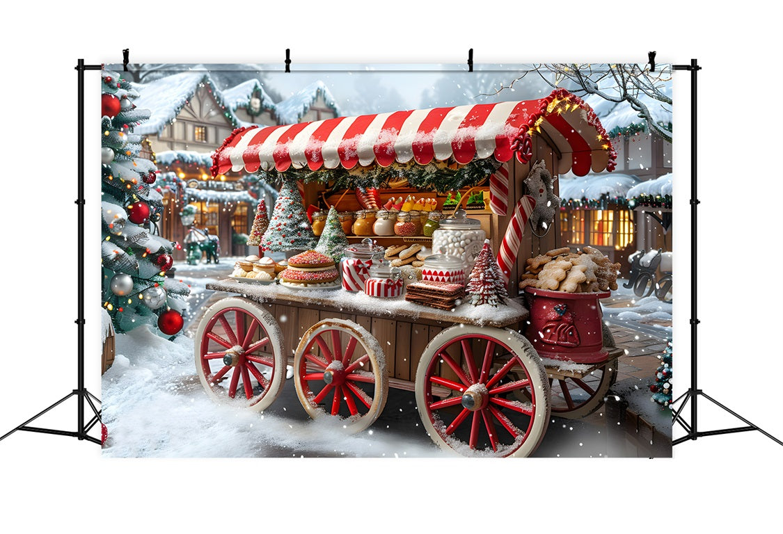Toile de fond de Noël Charrette de Délices de Marché RR7-621