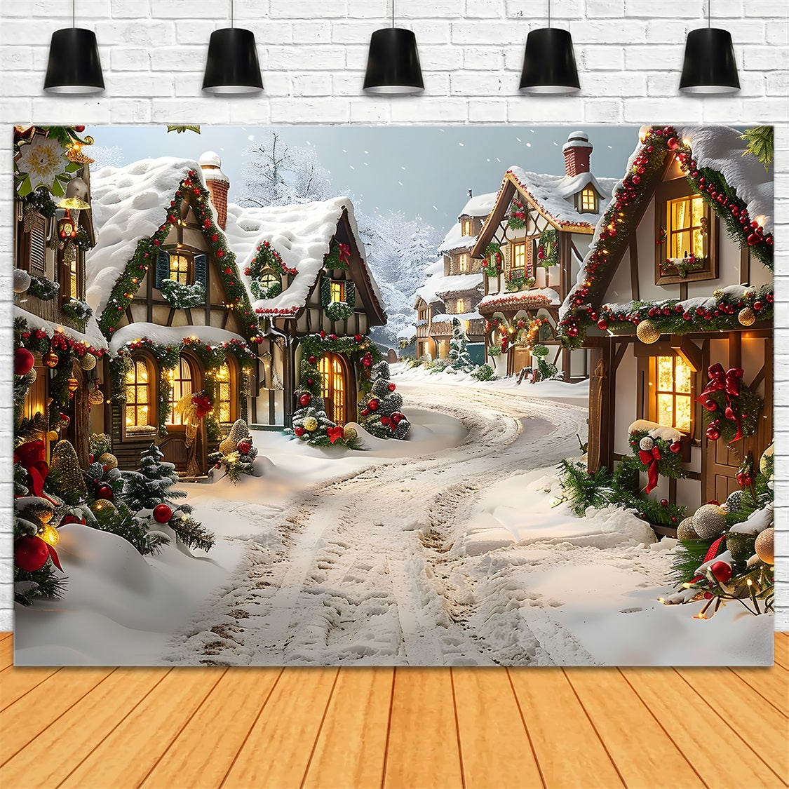 Toile de fond de Noël Chemin Enchanté du Village RR7-636