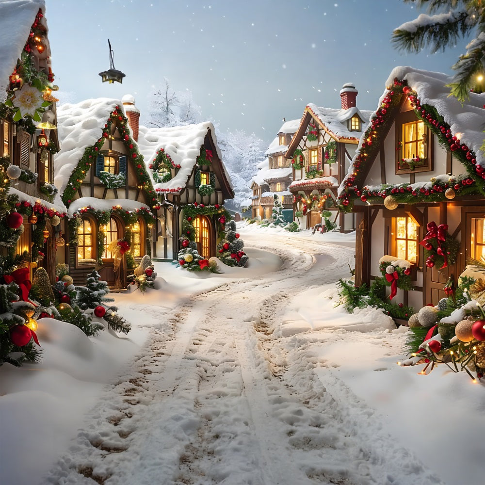Toile de fond de Noël Chemin Enchanté du Village RR7-636