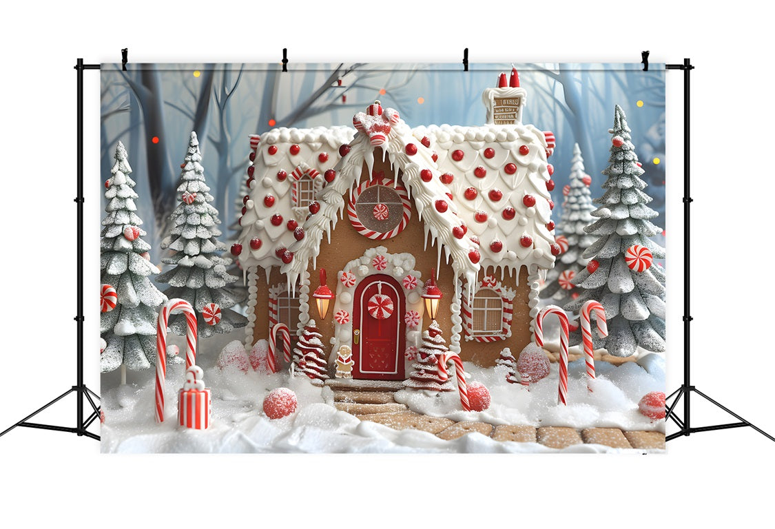 Toile de fond de Noël Maison en Pain d’Épice et Menthe Poivrée RR7-658