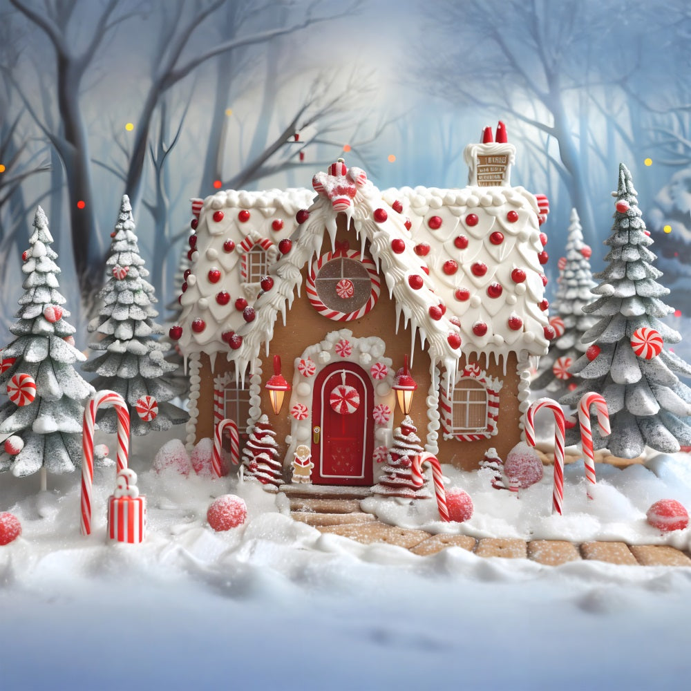 Toile de fond de Noël Maison en Pain d’Épice et Menthe Poivrée RR7-658