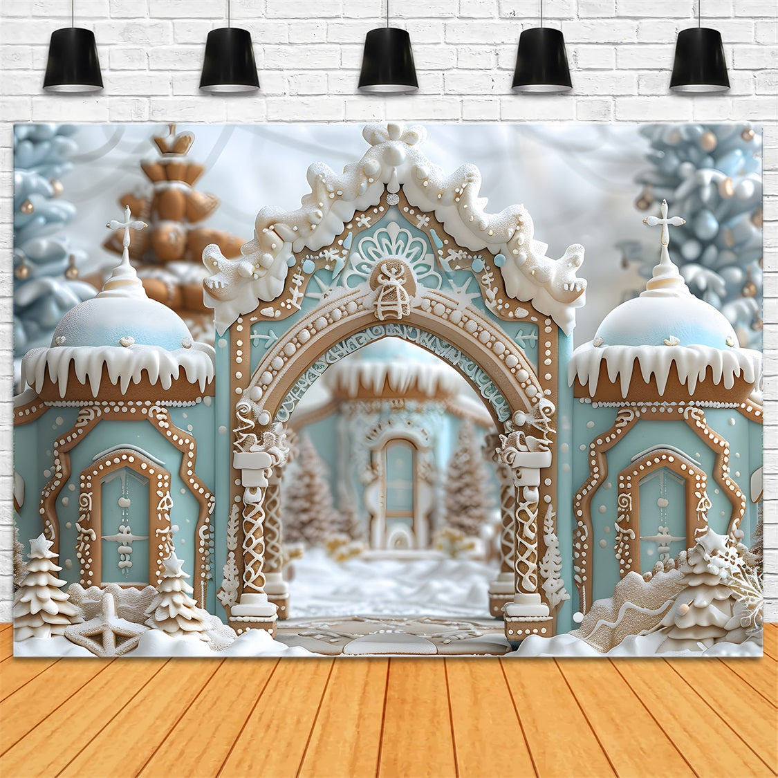 Toile de fond de Noël Arche du Palais en Pain d’Épice RR7-660