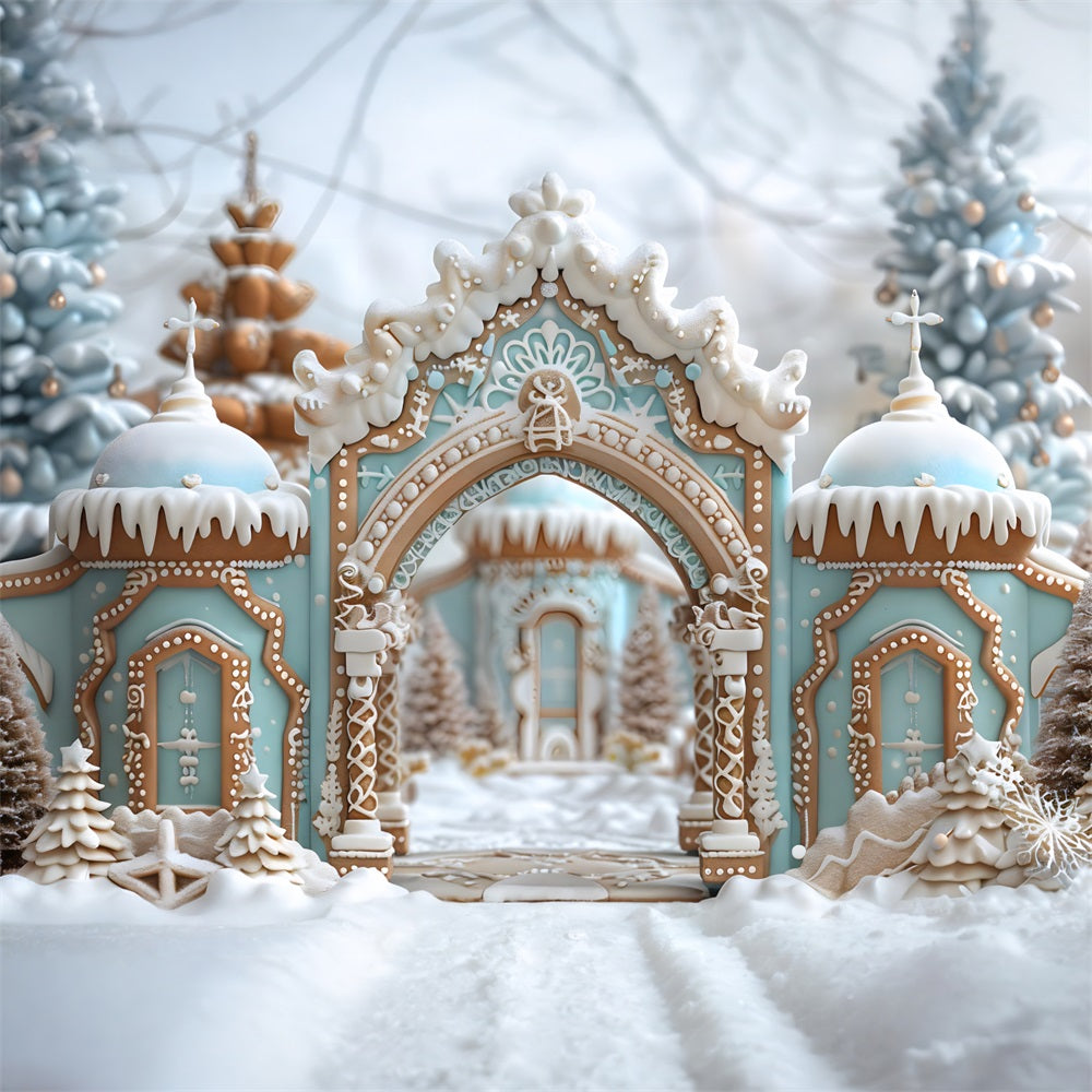 Toile de fond de Noël Arche du Palais en Pain d’Épice RR7-660