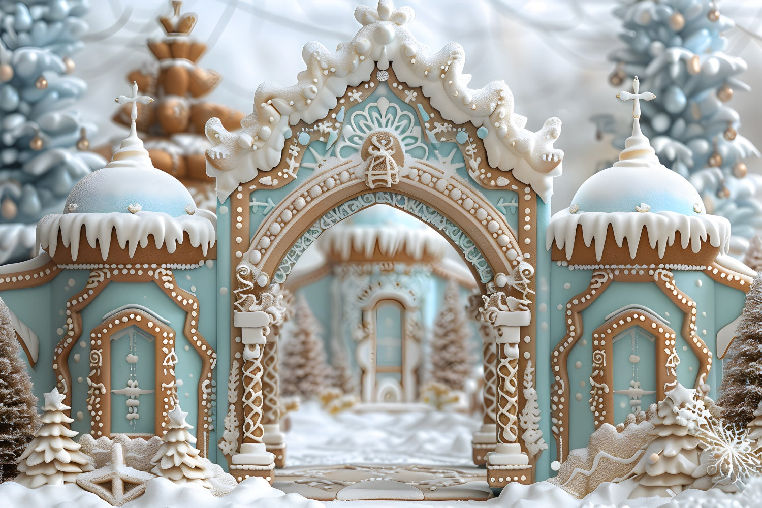 Toile de fond de Noël Arche du Palais en Pain d’Épice RR7-660