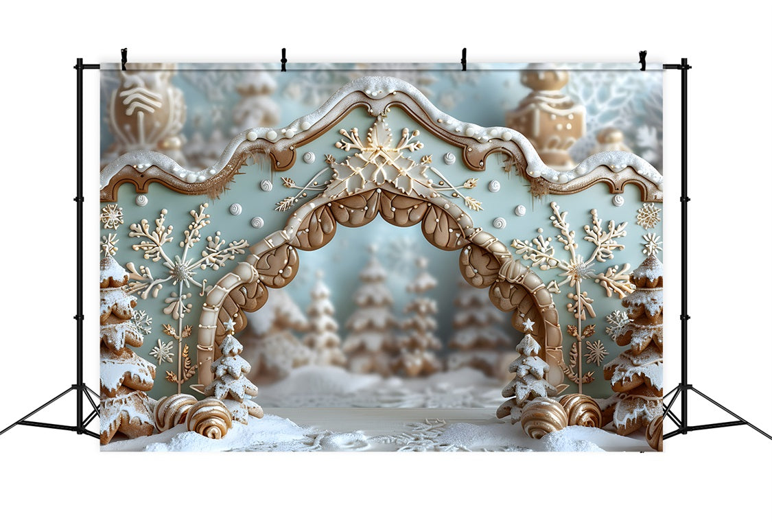 Toile de fond de Noël Arche de Flocons en Pain d’Épice RR7-661