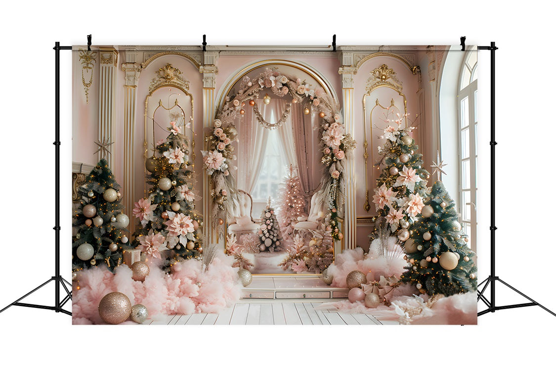 Toile de fond de Noël Arche Élégante Rose RR7-665