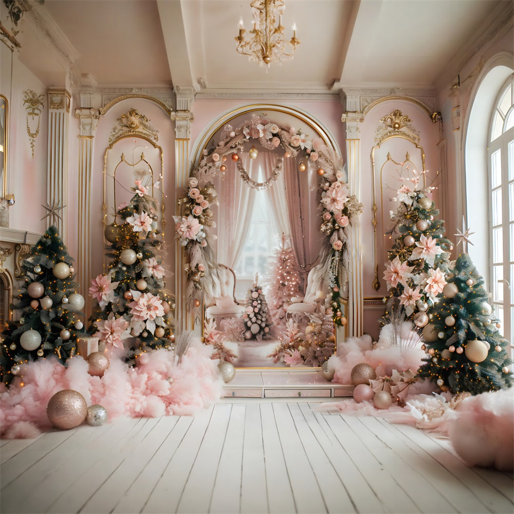 Toile de fond de Noël Arche Élégante Rose RR7-665
