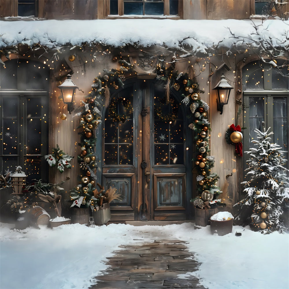 Toile de fond de Noël Entrée Élégante en Arche RR7-669
