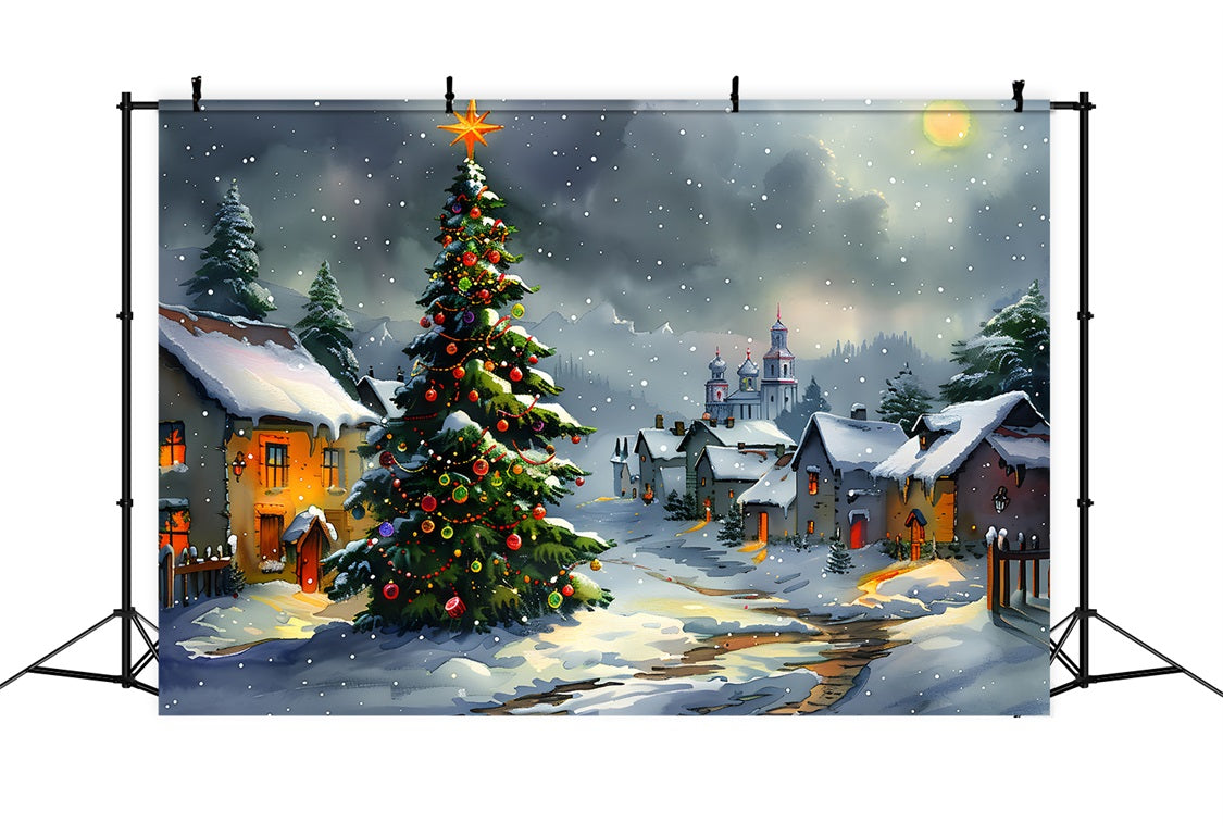 Toile de fond de Noël Veille de Noël au Village RR7-671