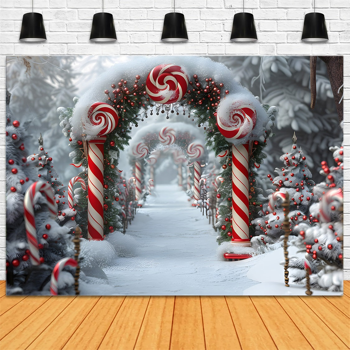 Toile de fond de Noël Pays des Merveilles en Sucre d’Orge RR7-672