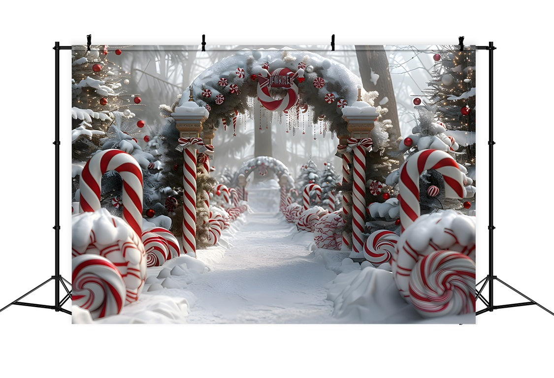 Toile de fond de Noël Arche de Bonbons à la Menthe Poivrée RR7-673