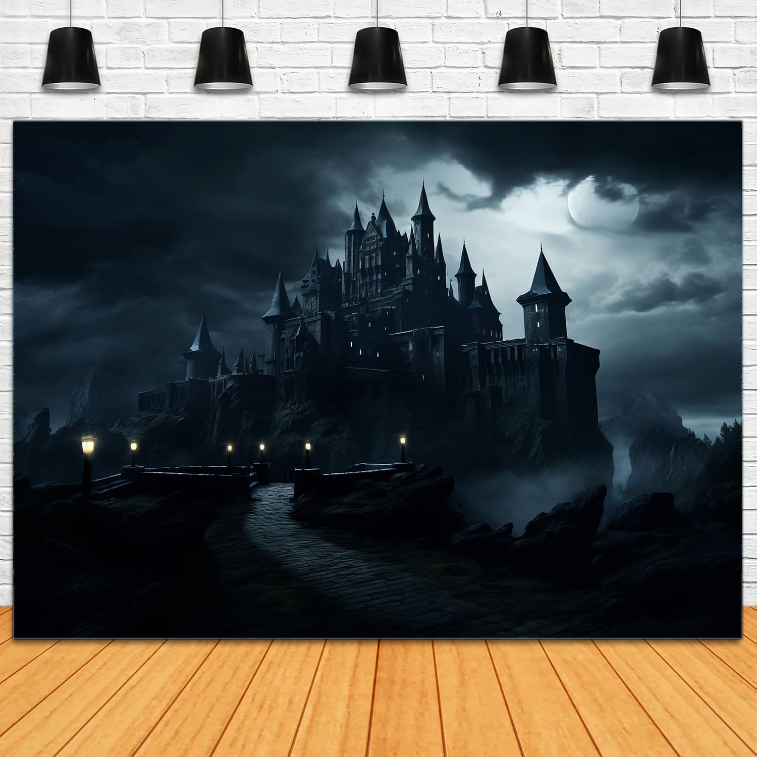 Toile de Fond de Photographie de Château Gothique Effrayant d'Halloween RR7-70