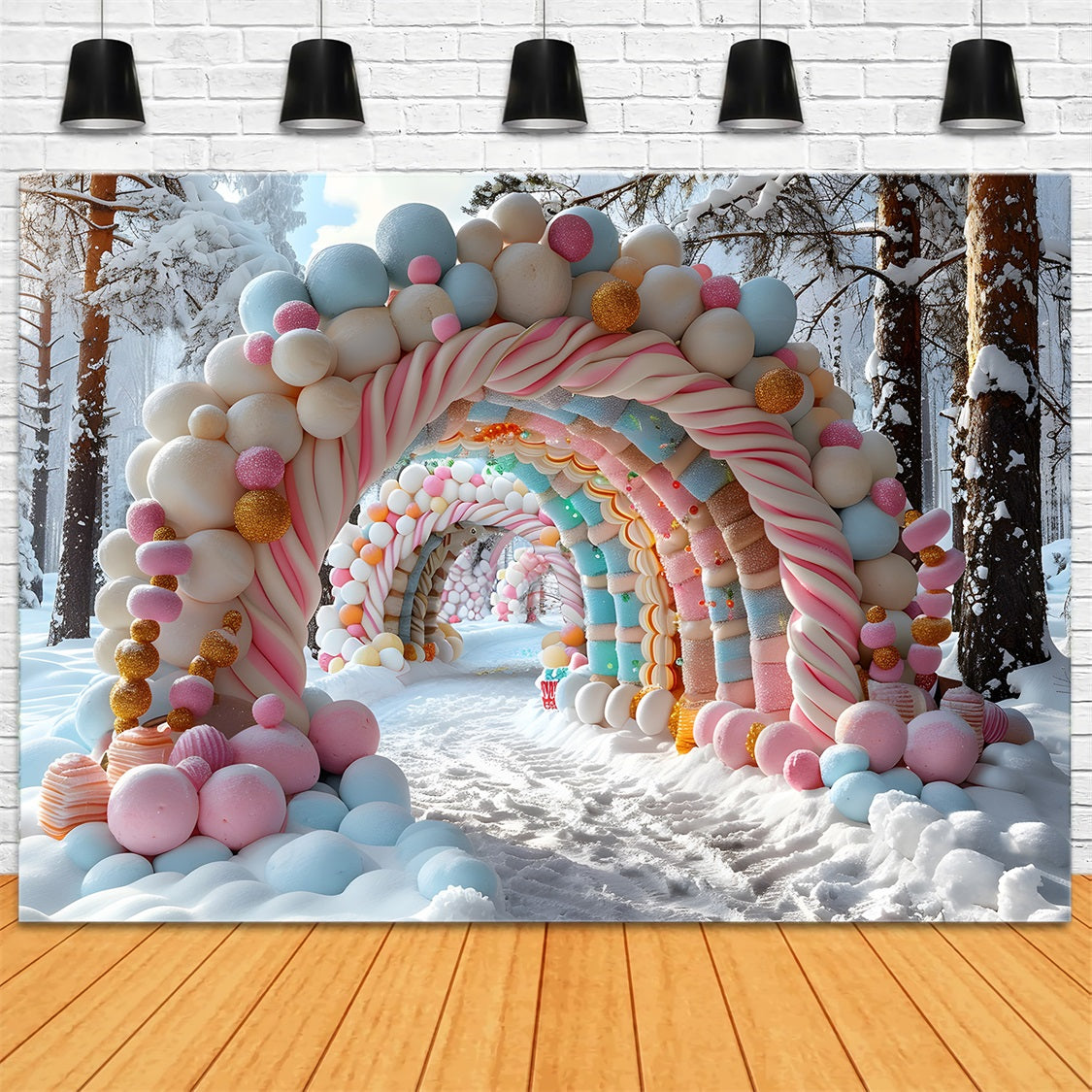 Toile de fond de Noël Arche du Pays des Bonbons avec Délices Givrés RR7-703
