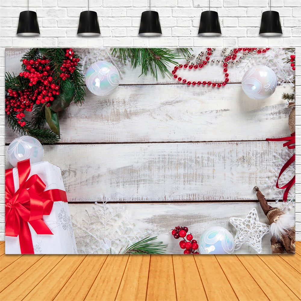 Toile de fond de Mur en Bois avec Décorations de Noël RR7-721