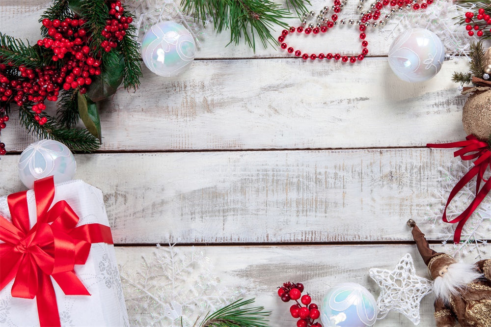 Toile de fond de Mur en Bois avec Décorations de Noël RR7-721