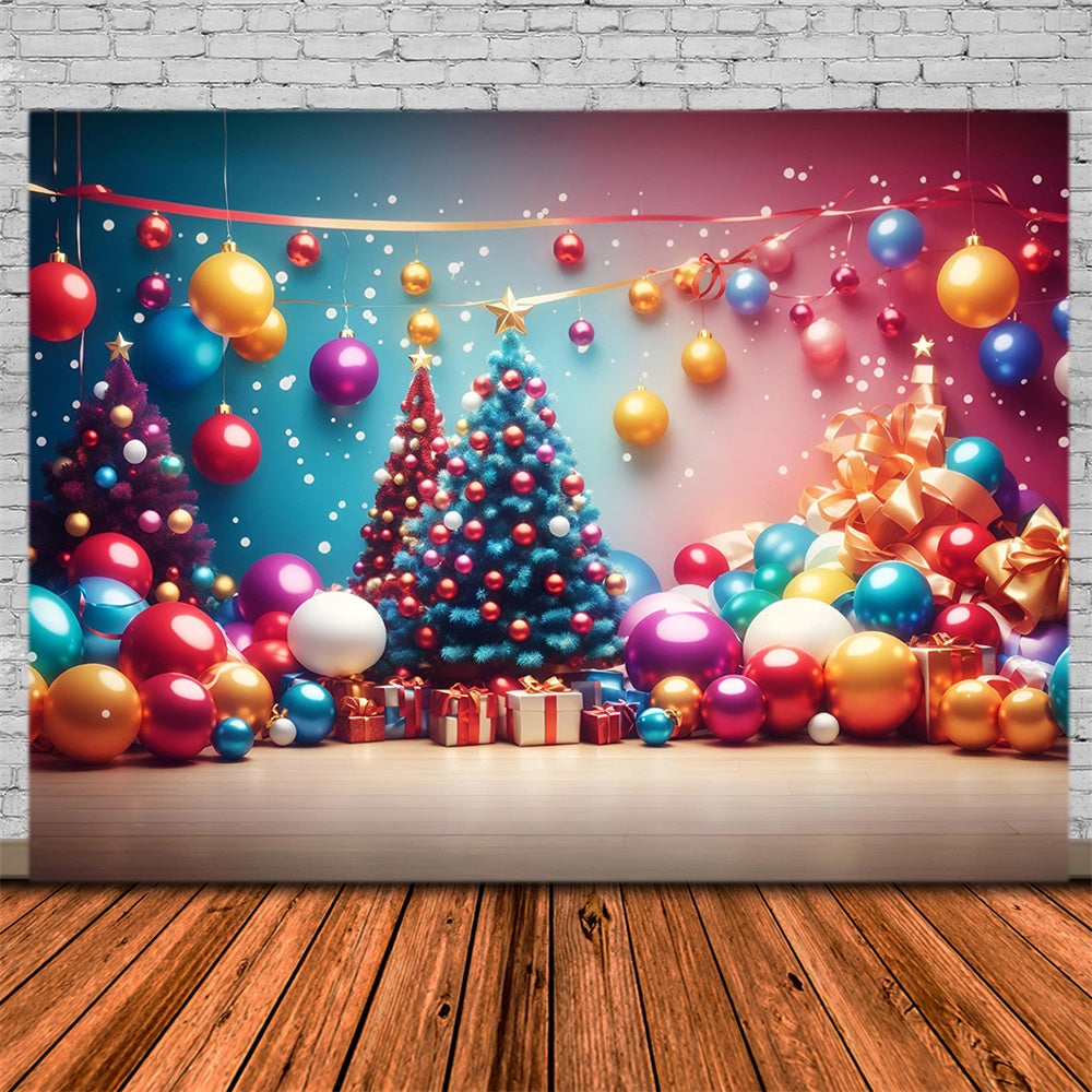 Toile de fond de Boules de Noël et Lumières Colorées RR7-724