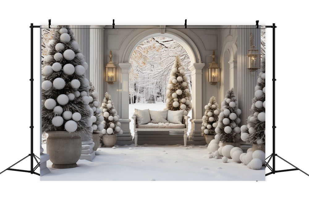 Toile de fond de Porte avec Arbre de Noël et Arc RR7-733