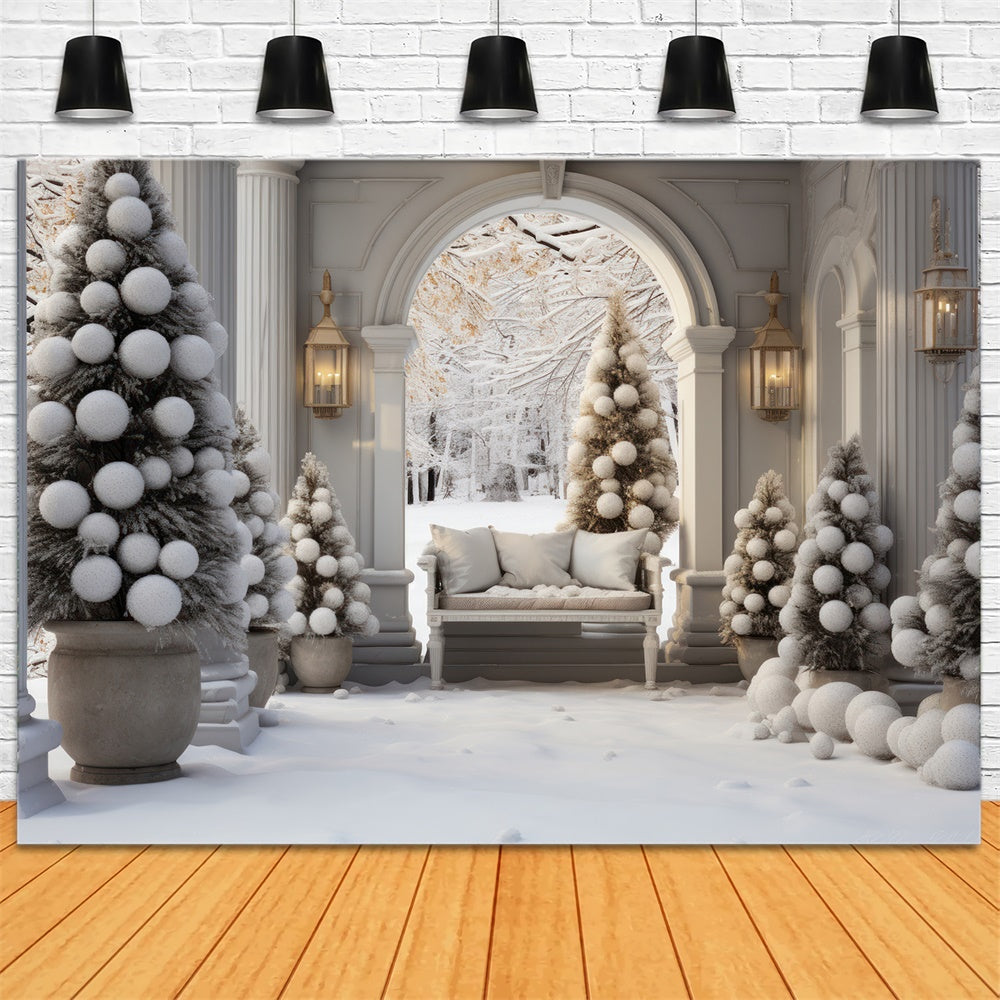 Toile de fond de Porte avec Arbre de Noël et Arc RR7-733