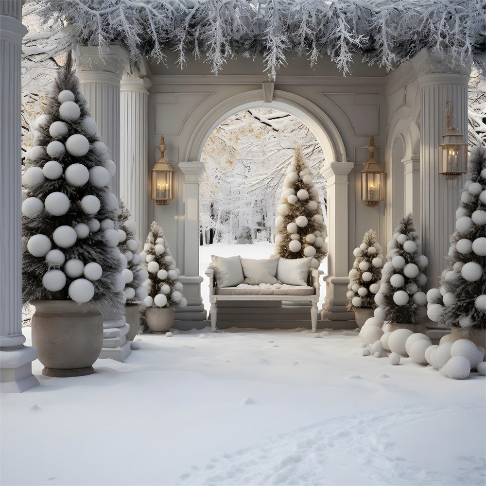 Toile de fond de Porte avec Arbre de Noël et Arc RR7-733