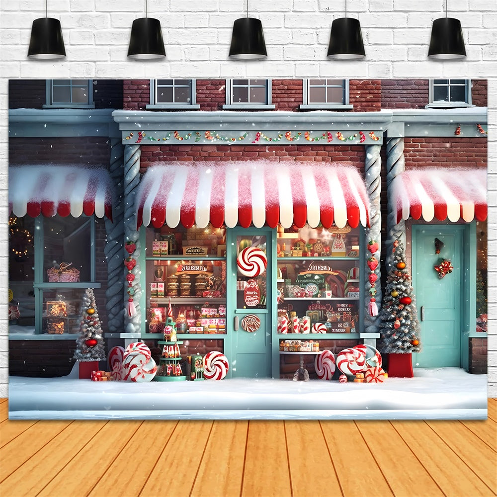 Toile de fond de Magasin de Bonbons avec Flocon de Neige de Noël RR7-737