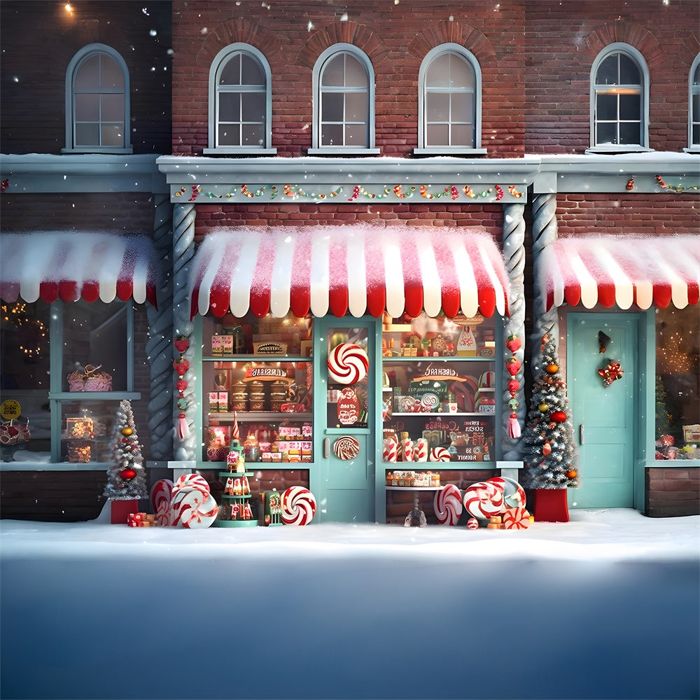 Toile de fond de Magasin de Bonbons avec Flocon de Neige de Noël RR7-737