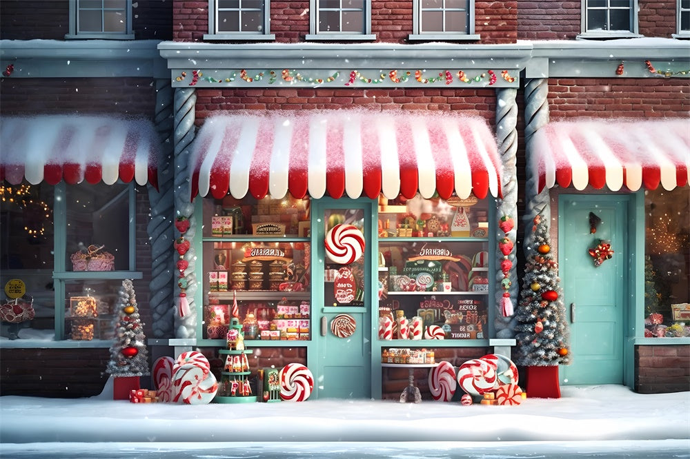 Toile de fond de Magasin de Bonbons avec Flocon de Neige de Noël RR7-737