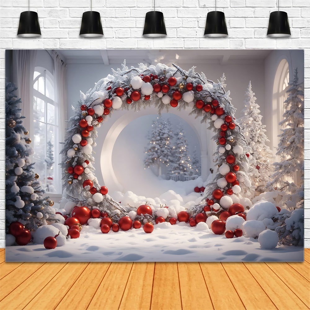 Toile de fond de Photographie avec Boules de Noël et Couronne RR7-742